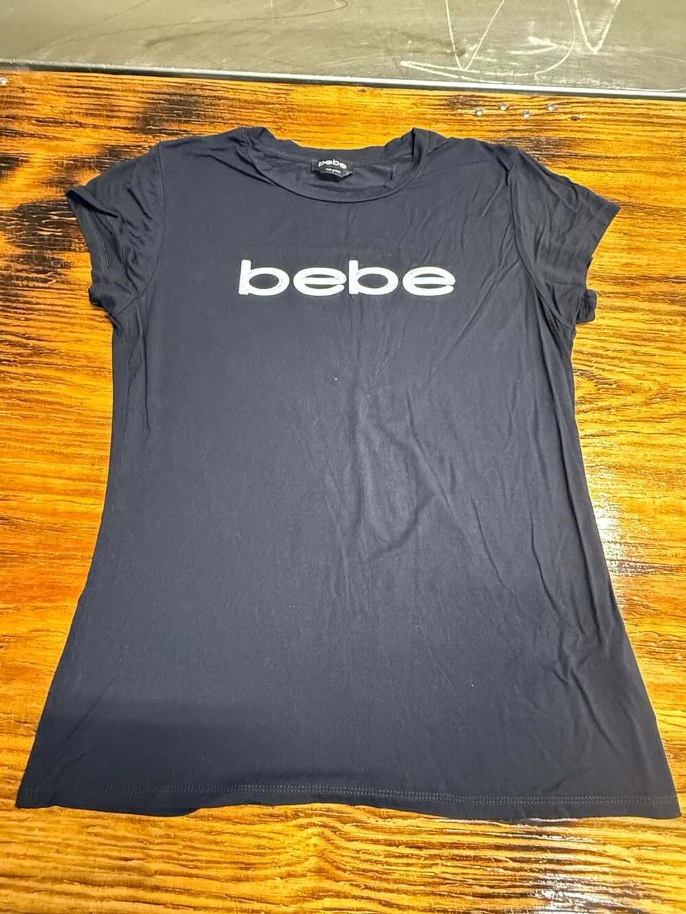 bebe Short Sleeve Logo T-Shirt Size L Black